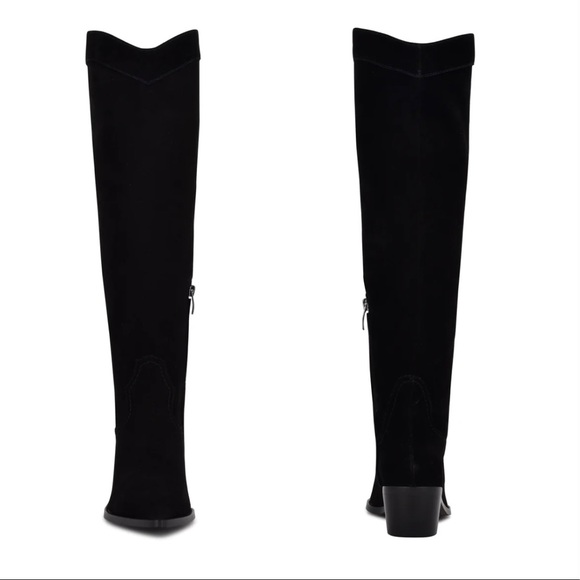 Genuine Suede Nine West Knee High Black Western Boot - Picture 3 of 7